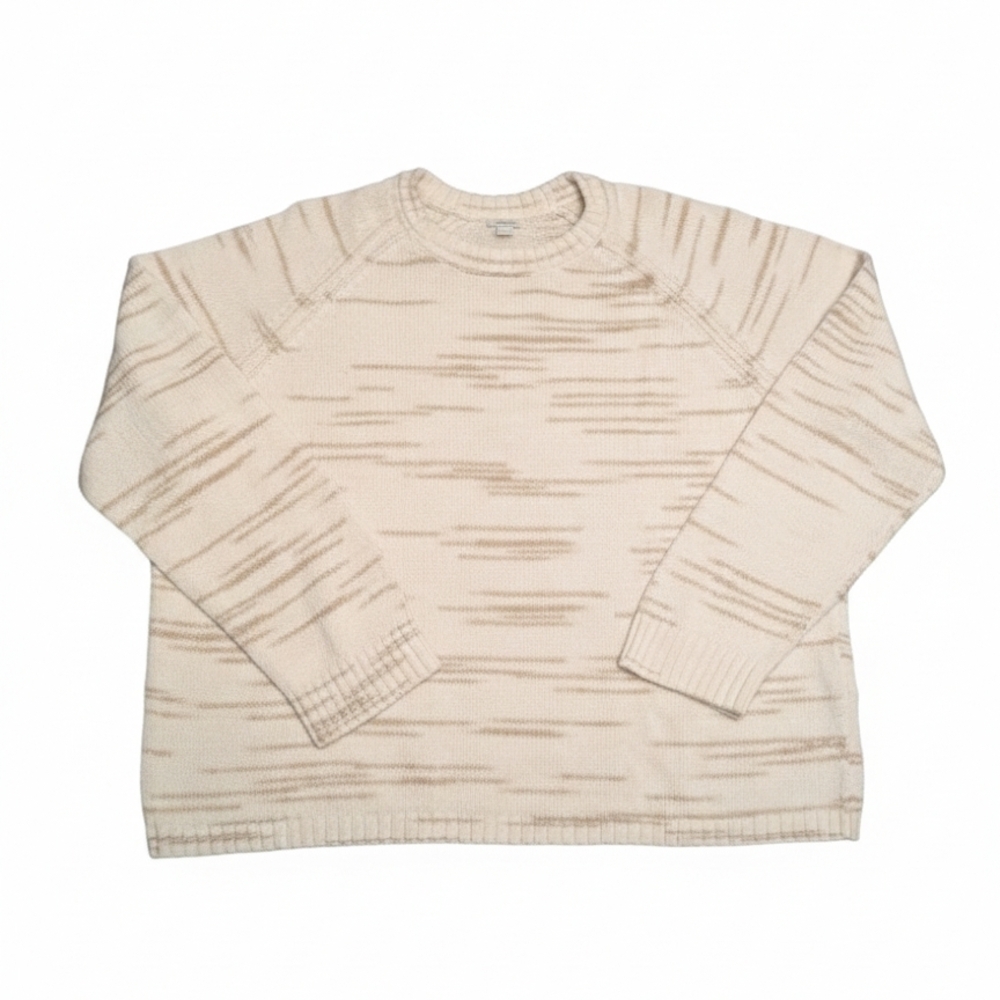 J.Crew Factory Crewneck Sweater Womens Size 2X Plus Cream Tan Space Dye Raglan